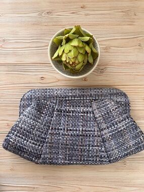 Lauren Merkin Woven Raffia Clutch Neutral Bag Textured Day or Evening Handbag